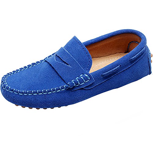 Shenn Ragazzi Ragazze Linda Comfort Messe in Pelle, Scarpe S8884 Bambino, (Real Azul), 26