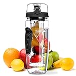 OMorc Fruit Infuser Water Bottle 900ml/32oz, Toxin-Free, Shatter-Resistant and Impact-Resistant with Cleaning Brush, Ideal for Your Office and Home (Black)