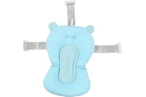 Cryfokt Baby Badewannen Sitzkissen, Schwimmende, Sichere, Faltbare Badestützmatte für Kleinkinder, Verstellbare Badematte, Badestützsitz, Duschmatte, Säugling, Neugeborenes, Badekissen (Blauer bär)