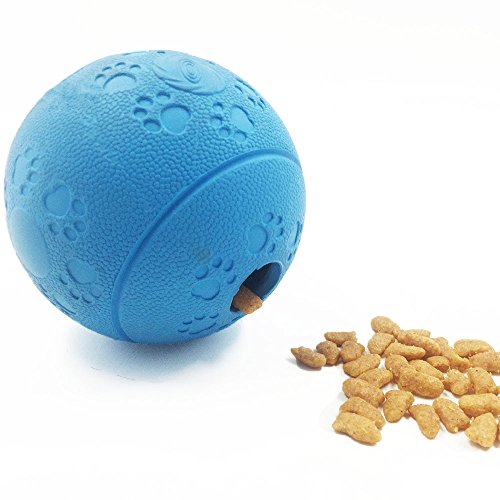 AIDIA Treat Dispensing Ball for Dogs Interactive IQ Treat Training Toy Slow Feeding Solution,Natural Rubber (Azul)