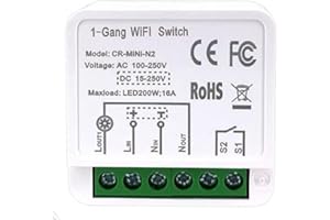 MHCOZY Interruttore WiFi, modulo relè wireless, fai da te per elettrodomestici con telecomando Tuya Smart Life Bluetooth, compatibile con Alexa Google Home, controllo a 1 o 2 vie, 16 A