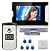 Produktbild WG 7"Color Video Intercom Door Phone System with 1 White Monitor 1 RFID Card Reader HD Doorbell 1000TVL Camera + + Electric Strike Lock IP44 Waterproof Outdoor Unit