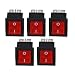 Produktbild BQLZR 5Pcs Snap-In 4 Pin Metal Contacts Rocker Power Switch Red ON/OFF Lamp