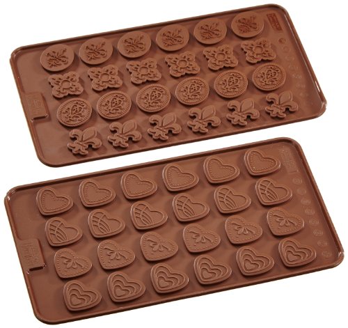 Birkmann 251755 - Moldes para bombones (2 unidades), diseño de corazones y adornos varios