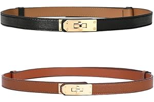 KBRPEY 2 piezas Cinturon Cuero Mujer, Cinturones Mujer, Cinturón Decorativo para Mujer, Cinturon Delgado para Vestido, con Hebilla de Aleación, para Jeans, Vestidos