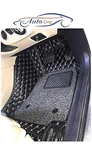 AutoZing / Altimate7D Car Floor Mats for Kia Seltos Model || Luxury Leather Double Car Floor Mat Complete Set || 100% Waterproof and Washable || Color : Black