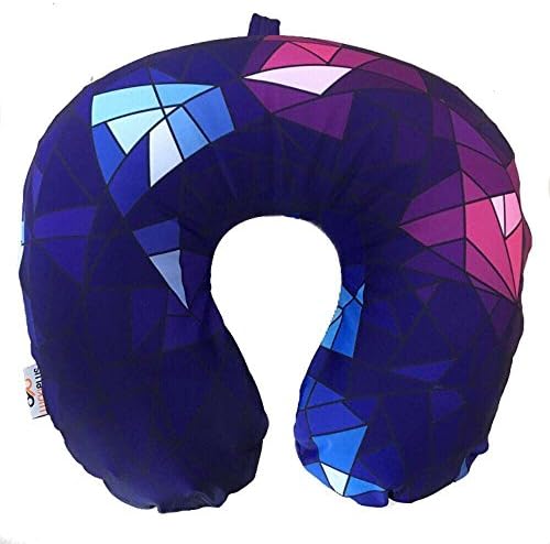 Painting Inflatable U Shaped Travel Pillow, Washable Soft Neck Support Pillow for Sleeping on Train and Airplane, Foldable Portable Travel Pillow with Unique Designed (galaxy blue)