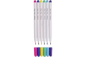 RUIXIA 6 Pack Water Erasable Marker Pen Water Soluble Auto-Vanishing Pen for Fabric Marking Multicolor Hydrolyze Magic Pens Cross Stitch Faded Pens DIY Sewing Marking Achromatize Print Point Pencil