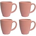 Irida Naturals Unbreakable Coffee Mug - Eco-Friendly & Microwave Safe Mugs for Tea or Coffee, Rice Husk Milk & Tea Coffee Cups for Hot and Cold, Matte Finish Mugs for Gift, Pack 4 300ML (Plush Pink)