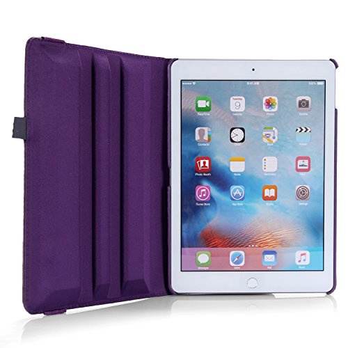 iPad Air 2 Hülle, RC iPad Air 2 / iPad 6 360 drehende Smart Hülle PU Leder Abdeckung Gehäusedeckel für Apple iPad Air 2 Sleep / Wake (Lila) - 5