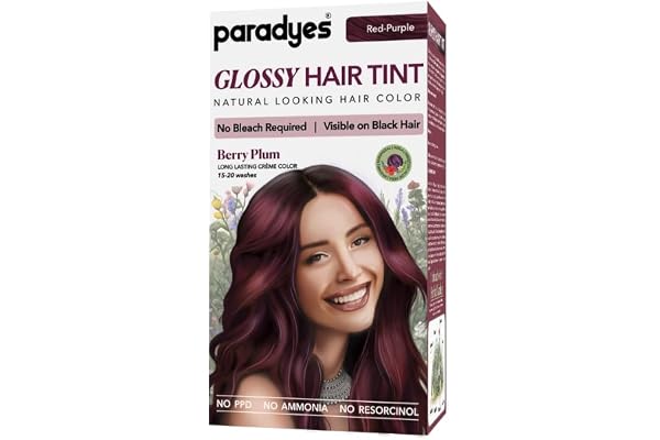 Paradyes No Bleach Mini Berry Plum Glossy Hair Tint, Ammonia-Free Formula and Visible on Natural Black Hair