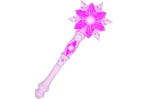 NIUMOWANG Baguette Magique Fille Lumineuse, Flocon de Neige, Fée - Bâton LED avec Son pour Fête d'Anniversaire, Cosplay (Rose)