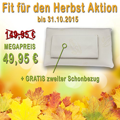 **Aktion schlaf dich fit** Orthopädisches Kopfkissen aus Visco Soft Gel, zweiter Bezug *GRATIS* dazu, Nackenstützkissen, passend für Bezüge 40cm x 80cm (80cm x 80cm einfach umschlagen), inkl.zwei Bezüge, Höhe 15cm - 2