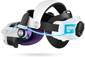 Adicop Pasek na Głowę kompatybilny z Meta/Quest 3, Wbudowany Akumulator 15000 mAh Zapewnia Dłuższy czas Odtwarzania do 5-8 Godzin, Regulowany Pasek na Głowę, Ulepszone Wsparcie i Równowaga w VR