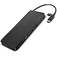 Lenovo USB-C Slim Travel Dock, 8 Ports, Up to 65W PD Pass Through, Integrated USB-C Cable, 4K Display Support, Black