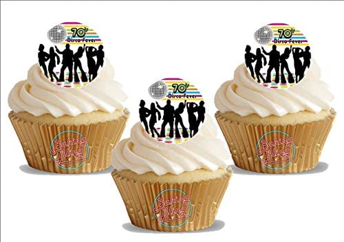 70's Seventies Disco Fever 12 Standup Edible Premium Wafer Paper Cake Toppers Decoration 12 X 55Mm