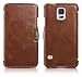 Produktbild Luxus Tasche für Samsung Galaxy S5 und S5 Neo / Case Außenseite aus Echt-Leder / Innenseite aus Textil / Modell: Luxury / Schutz-Hülle seitlich aufklappbar / ultra-slim Cover / Vintage Look / Farbe: Dunkel-Braun