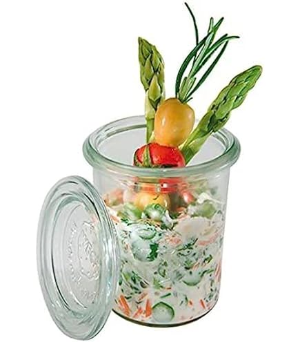 Weck Barattoli In Vetro Per Conserva - 250 Ml - Forma Rotonda - Confezione Da 3 Con Coperchi In Vetro - 3