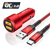 100% Worry Free: 18 Monate Garantie und freundlicher 24/7 Kundenservice. Das JSAUX Dual QC3.0 USB-Schnellladegerät mit 1M Typ C Ladekabelwird mit einer Schutzbox und einem Benutzerhandbuch geliefert.