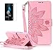 Produktbild Huawei P8 Lite/Huawei ALE-L21(2015) Neu Design Hülle mit Panzerglas,ISENPENK Original Flip Bookstyle Cover Wasserdicht Shockproof Anti Slip Protection Stoßfest Leather Case mit Standfunktion,3D Blume Muster Pattern Wallet Case mit Intern Karte Schlitz,Magnetic Closure Handygürtel Wallet Tasche Schutzhülle Leathertasche für Huawei P8 Lite/Huawei ALE-L21(2015) 5.0Zoll-[Blume pattern,rosa]+Panzerglas/Schutzfoile/Displayschutzfolie
