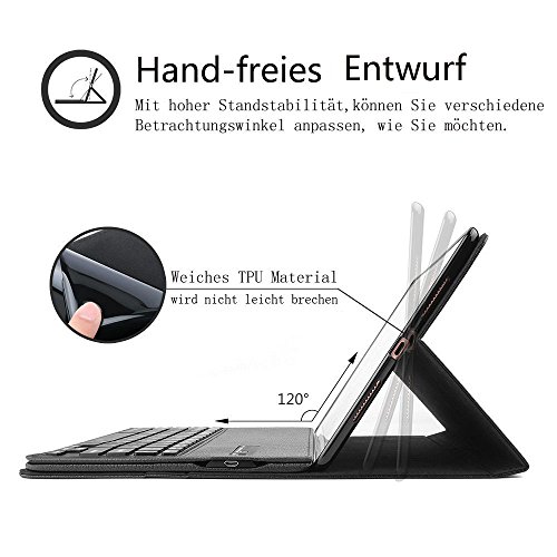 Boriyuan IPad Pro 9.7 Bluetooth Tastatur Hülle, Smart Case Stand Folio Hülle mit abnehmbare Wireless Bluetooth Tastatur Keyboard Case für Apple iPad Pro 9,7 Zoll- (Schwarz) - 5