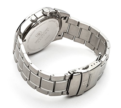 Swiss Military Men's Quartz Watch with Black Dial Chronograph Display and Silver Stainless Steel Bracelet 6-5225.04.007