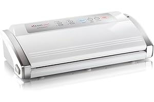 Magic Vac, Dinamika, Macchina Sottovuoto Alimenti Multifunzione Professionale, per Sacchetti Sottovuoto, Contenitori e Marinatura, con Kit Sottovuoto Alimenti, Brevettata, Silver White