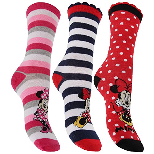 3 Pairs of Ladies/Girls Disney Minnie Mouse &amp; Friends Novelty Socks / UK 4-8 Eur 36-40