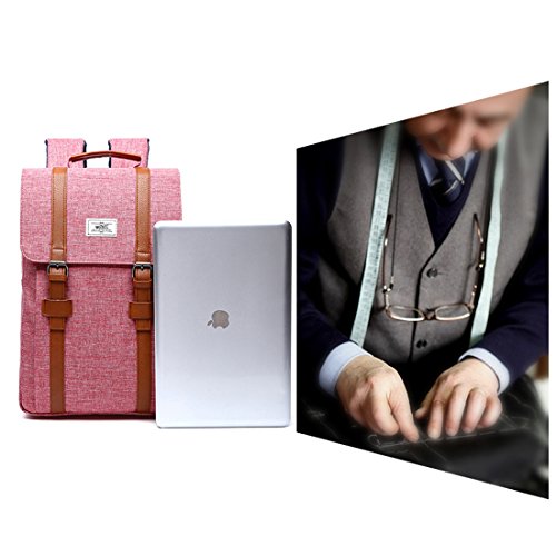 Scheppend Vintage Laptop Rucksack  Rucksack Canvas College Rucksack Schulbeutel f  r Jungen  M  dchen Passend f  r 15-Zoll Laptop Pink