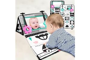 Zendstanding Tummy Time Mirror Toys, Baby Toys 0-6 Months Mirror Floor Toy Flip Soft Cloth Book, Sensory Toys Activity Montessori Newborn Floor Toys for Boys Girls Gifts 0 3 6 Months
