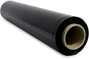 SIDI GLOBAL MARKET Film Negro para Embalar, Film Negro Opaco, Papel Film, Rollo de Plastico Protector Muebles, Cajas Mudanza, Plastico Cubretodo 50cm x 300m estirables - SIDI (1 und, Negro)