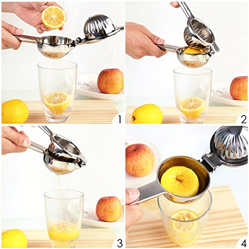 HOMFA Zitronenpresse Limettenpresse Premium Zitronenpresse Edelstahl Zitruspresse für Zitronen, Orangen und Limetten Manuelle Saftpresse spülmaschinenfest mit korrosionsbeständig - 6