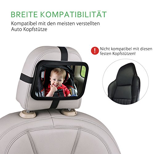 Topop Rücksitzspiegel Rear View Baby Car Rückspiegel drehbar mit Shatterproof Material für Baby Kinderbeobachtung - 7