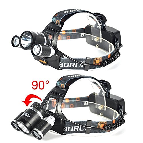 Boruit Led stirnlampe kopflampe Scheinwerfer LED nachladbare 2 in 1 abnehmbarer 3 * T6 LED-Scheinwerfer-Fahrrad-Licht bewegliches wasserdichtes 4 Brilliant Methoden Leuchtturm Brennerkopf für den Außenreitnachtangeln Camping Wandern Laufen Radfahren Scaling Walk – Charger EU - 2