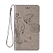Produktbild Xperia M2 Hülle, Anlike Schutzhülle Sony Xperia M2 (4,8 Zoll) Wallet Tasche [Butterfly geprägte Serie] Handyhülle für Grau
