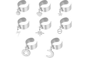 UNICRAFTALE Bague Breloques Bague Acier Inoxydable Étoile Boulon Foudre Pendentifs Bague Anneaux Réglables Bague pour Femme Manchette Ouverte Composants de Bague Bijoux Cadeaux