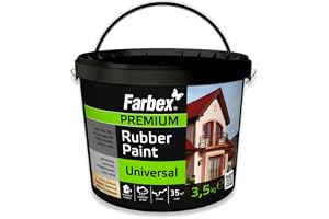 FARBEX Gummifärg För Inomhus Och Utomhus - Elastisk Vattentät Tätskiktfärg För Tak, Balkong, Betong Och Trä - 3,5 kg Vit - Ger Långvarigt Skydd Mot Fukt Och UV