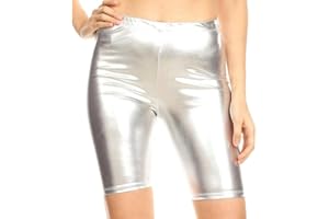 P&R DANCEWEAR LTD Ladies and Childrens Shiny Metallic Cycling Shorts, Dance, Gymnastics, Versatile Wear