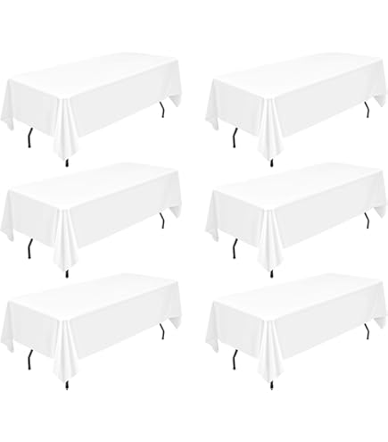 YMHPRIDE 12 Packs Tafelkleden 152x320 cm Wit Rechthoekig Tafelkleed voor 2,4 Meter Rechthoekige Tafels, Wasbaar Polyester Stof, voor Bruiloft Feesten Banket Vakantie Diner Decoratief, Wit