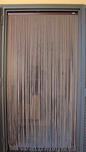 PVC-Türvorhänge Modell Capri – Aluminiumträger – Made in Italy – Eichmaß (90×200/100X220/120X230/130X240/150X250) – Fliegenvorhang (100X220, Elfenbein und braun) - 5