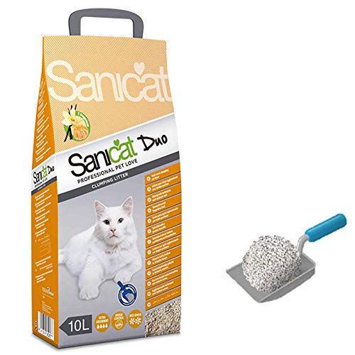 SANICAT Duo Arena Aglomerante para Gatos, Aroma a Vainilla y Mandarina - 10L