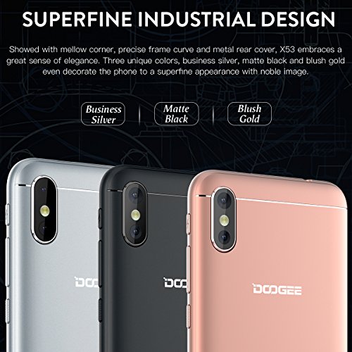 Handy Ohne Vertrag, DOOGEE X53 3G Dual SIM Smartphone GÃ¼nstig Android 7.0, 5,3 Zoll 18:9 Display, 1GB RAM 16GB ROM, Quad Core Prozessor, Dual 5 MP Hauptkamera mit Autofokus - Schwarz