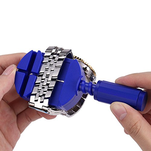 GHB Uhrenwerkzeug 14 pcs Uhrmacherwerkzeug Uhrenöffner Uhr Reparatur Werkzeug Set mit Hammer Tasche - 4