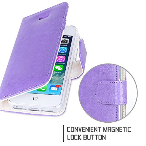 iPhone SE Case, iPhone 5S Case, iPhone 5 Case, Fyy [Top-Notch Series] Premium PU Leather Wallet Case Protective Cover for Apple iPhone SE (2016 Release) / 5S / 5 Lavender