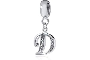 YIRONG JEWELRY Charm in argento Sterling 925 con ciondolo a forma di lettera dell'alfabeto, utilizzabile come iniziale o per formare parole, compatibile con bracciali Pandora D