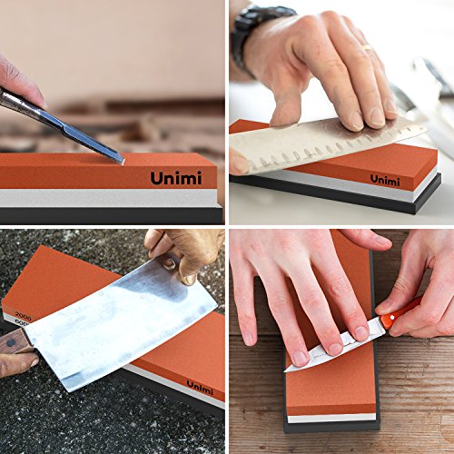 Schleifstein für Messer, Unimi 2000 / 6000 Körnung Wetzstein Abziehstein Messerschärfer, Wetzstein inkl. Gummibasis - 5