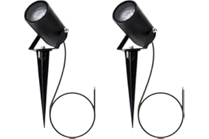 EBION Garden Spotlights Mains Powered,GU10 Garden Spot Spike Lights, IP54 Waterproof Pathway Lights,35W 240V Landscape for Path Lawn Walkway Backyard,Aluminum,2 Pack