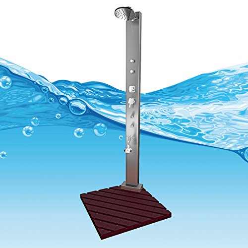 AcquaVapore Modena Pooldusche Dusche Gartendusche EDELSTAHL, Farbe:Black-Teak