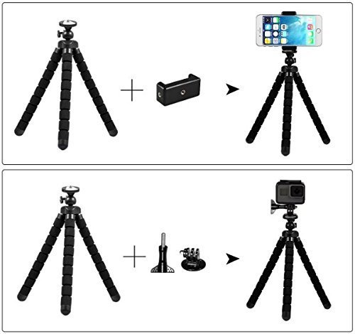 Rhodesy RT-02 Flexible Octopus Style Stativ-Halter mit Bluetooth-Fernbedienung fÃ¼r Kamera, jedes Smartphone mit Clip