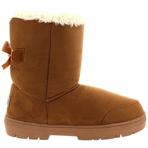 Mujer Un Arco De Piel Clásico De Altura Impermeable Invierno Rain Nieve Botas - Marrón Claro - 39